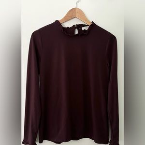 LOFT Maroon Ruffled Blouse